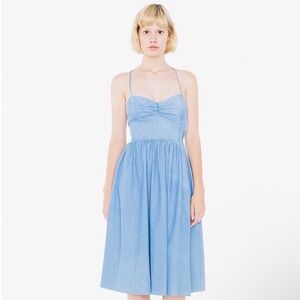 American Apparel Lightweight Denim Midi Laced Back Dress